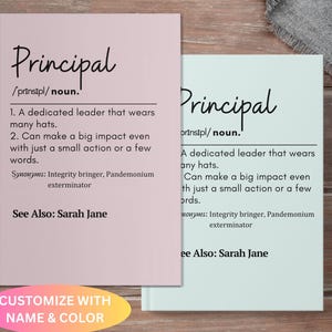 Personalized Principal Journal Thank you Gift for School Principal, Principal Gift Funny Principal Definition Retirement gift, Coworker gift
