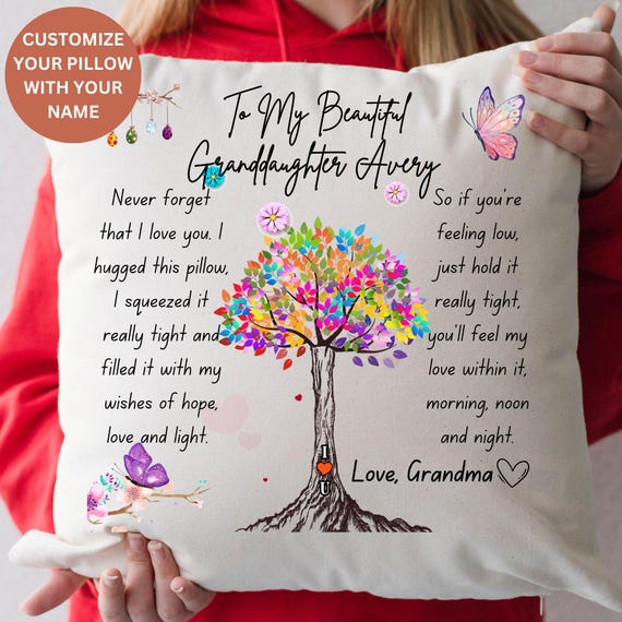 Granddaughter Pillow Gift from Grandma, Personalized Birthday Cushion, Custom Throw Pillow for Grandkids, Keepsake Present from Nana