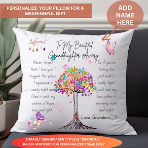 Granddaughter Pillow Gift from Grandma, Personalized Birthday Cushion, Custom Throw Pillow for Grandkids, Keepsake Present from Nana image 6