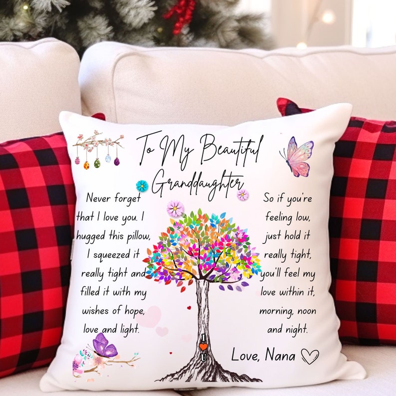 Granddaughter Cuddle Cushion, To My Beautiful Granddaughter Pillow Case with Pillow, Hug in A pillow from Grandma to Granddaughter image 8