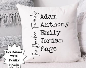Personalized Family Names Pillow Case Custom Grandma Gift for Mom With Kids Names, Adorable name pillow, Fun gift for grandmother