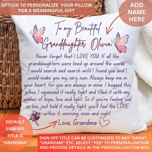 Personalized Granddaughter Pillow Case: Sentimental Grandma Hug Cushion