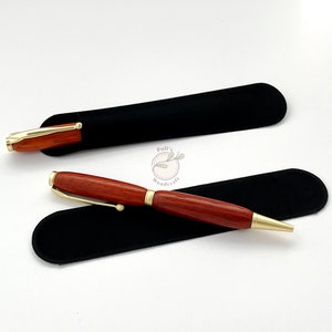 Handgedraaide houten balpen (als set of per stuk) - Padaukhout - GOUD