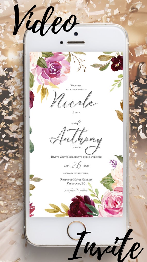 Animated Invitation Wedding Video Invitation Customizable Etsy