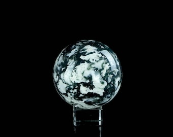 Natural Moss Agate Crystal Sphere - Healing Energy & Spiritual Balance