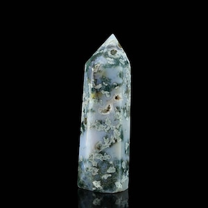 Natural Druze Moss Agate Tower - Cleansing Energy, Home Décor, Crystal Healing