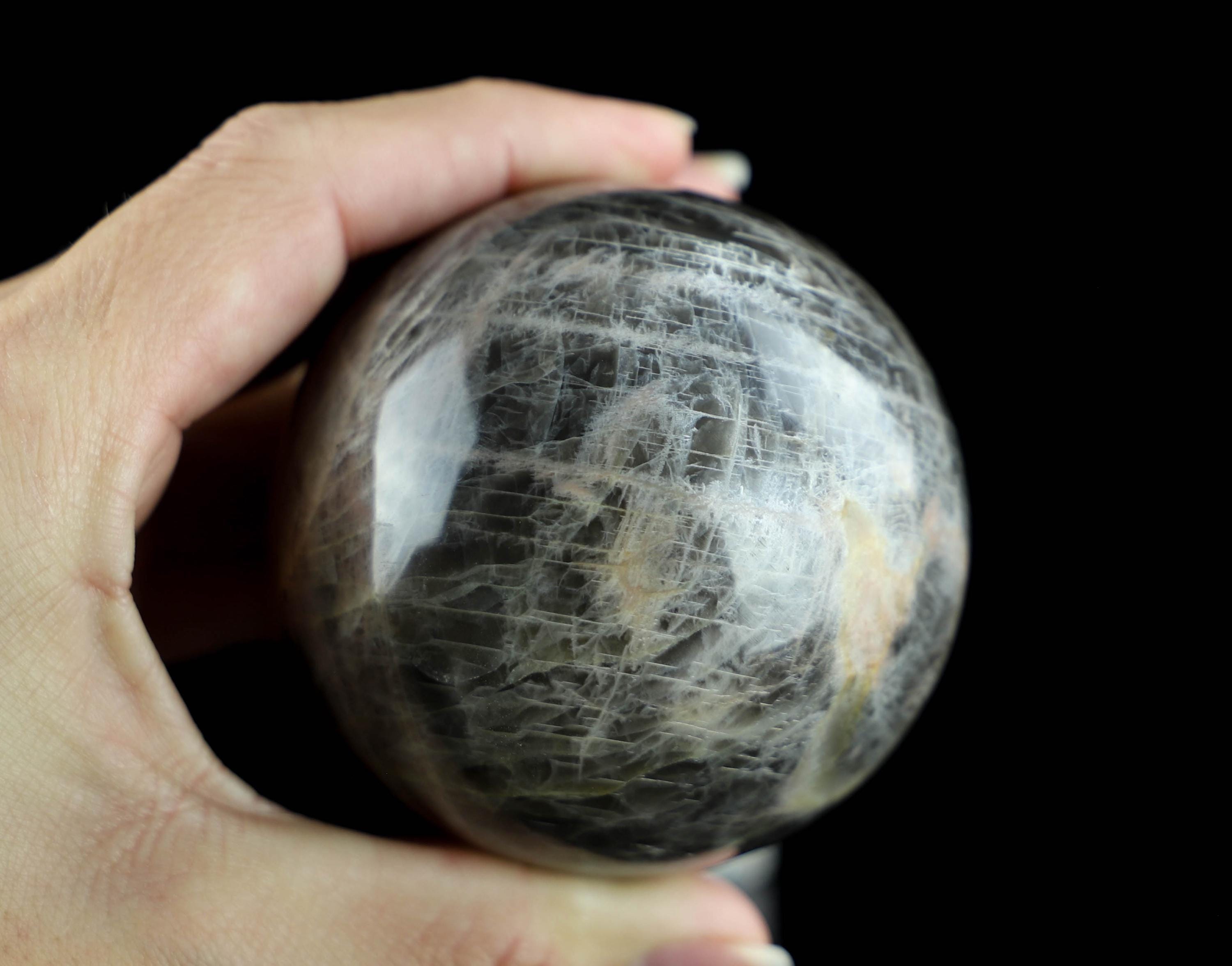 ブラック ムーンストーン スフィア - 直感、バランス、癒し - Etsy 日本