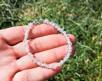 Herkimer Diamond Bracelet, Sterling Silver Clasp, Quartz Gemstone Jewelry