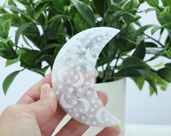 Selenit Kristall Mond Dekor, spirituelles Geschenk