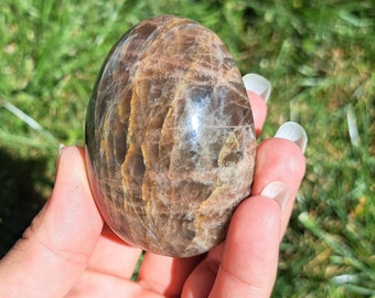 Black Moonstone Palm Stone - Meditation, Intuition, Protection