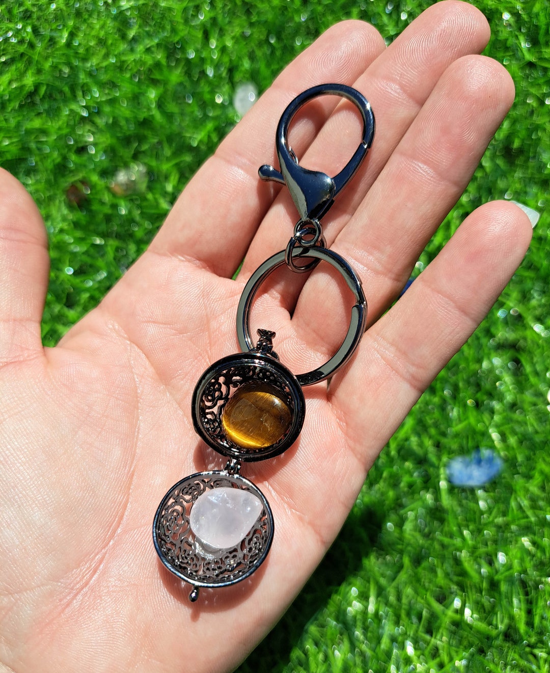 Elegant Crystal Cage Keychain - Keyring With Genuine Gemstones - Etsy