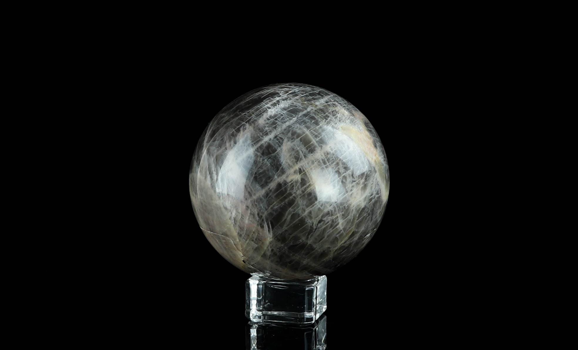 ブラック ムーンストーン スフィア - 直感、バランス、癒し - Etsy 日本