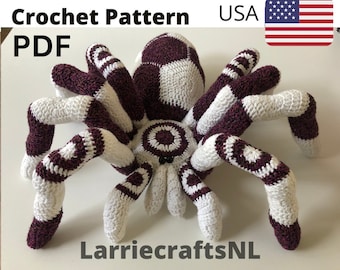 Crochet Pattern Solid Shapes Spider pdf Halloween toy kids big Christmas Xmas birthday gift idea English USA