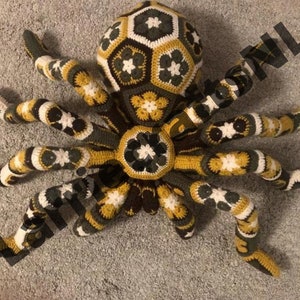 Pattern crochet giant spider tarantula african flower pdf Christmas Xmas Halloween toy kids big birthday gift idea English USA image 5
