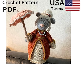 Pattern crochet mouse Lady Penelope pdf toy kids big birthday gift idea English USA terms