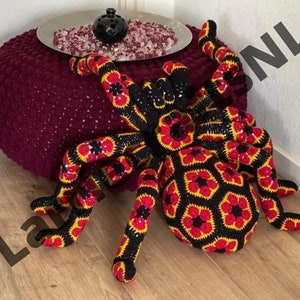 Pattern crochet giant spider tarantula african flower pdf Christmas Xmas Halloween toy kids big birthday gift idea English USA image 2