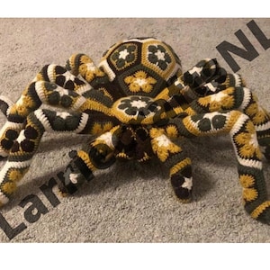 Pattern crochet giant spider tarantula african flower pdf Christmas Xmas Halloween toy kids big birthday gift idea English USA image 4