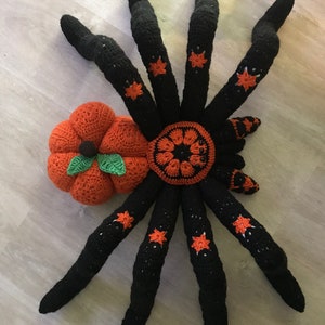 Combo Halloween Pattern crochet giant spider tarantula african flower Pumpkin pdf English USA image 9