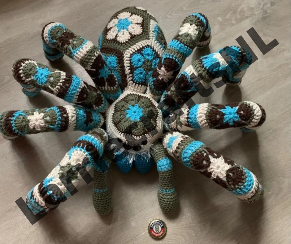 Pattern Crochet Giant Jumping Spider African Flower Pdf Etsy