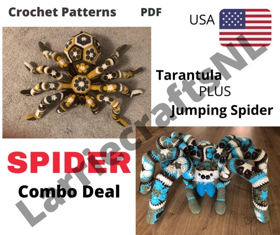 Combo Pattern Crochet Tarantula Giant Spider Jumping Spider Etsy