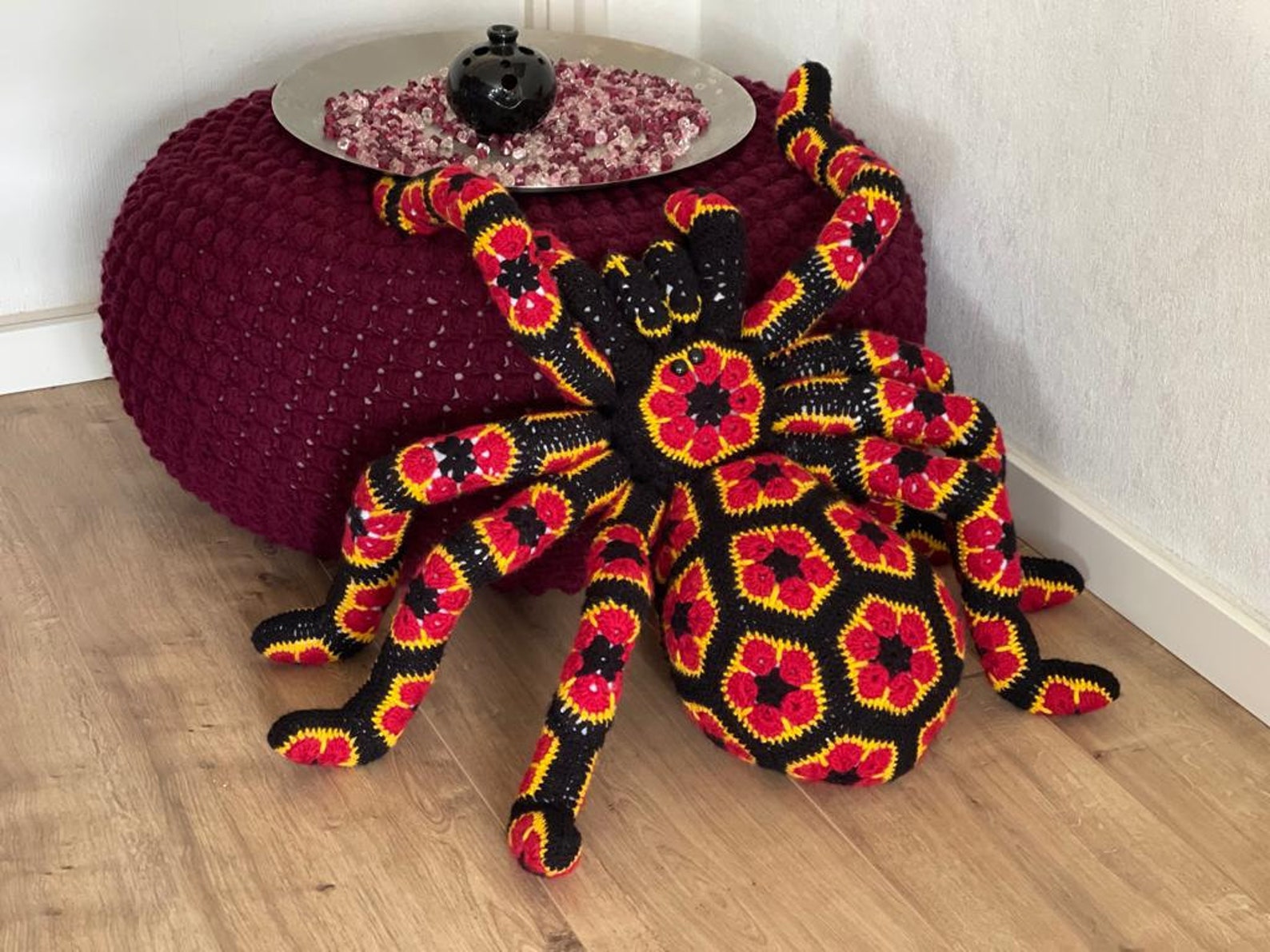 Pattern Crochet Giant Spider Tarantula African Flower Pdf Etsy