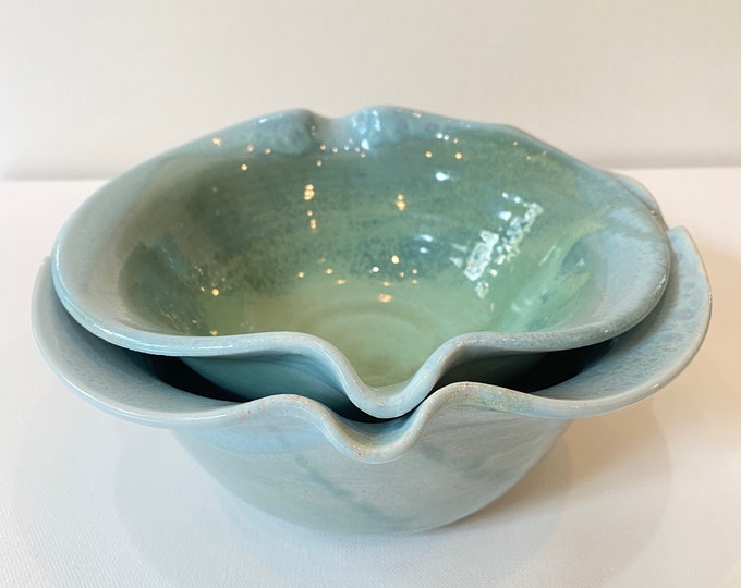 Serving bowls | Seamist glaze | handmade | sold as a pair