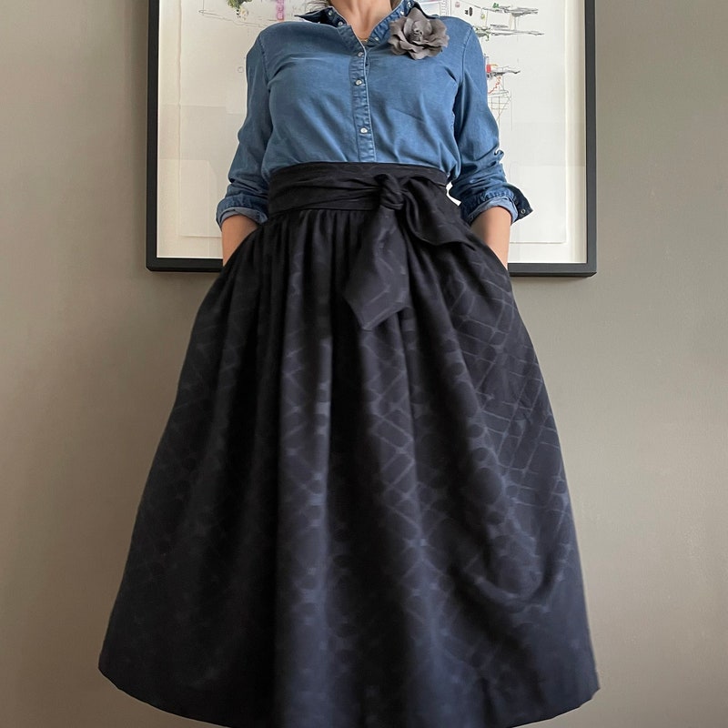 1950s Royal Purple Cotton Full Skirt with Big Pockets | medium main image 0