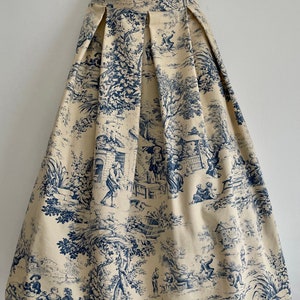 Faltenrock mit Taschen Toile de Jouy Bild 5