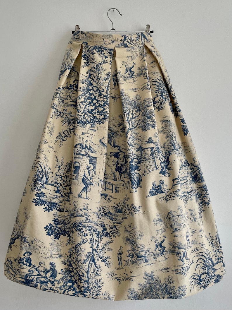 Faltenrock mit Taschen Toile de Jouy Bild 5