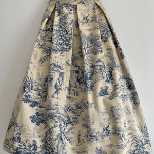 Faltenrock mit Taschen Toile de Jouy Bild 2