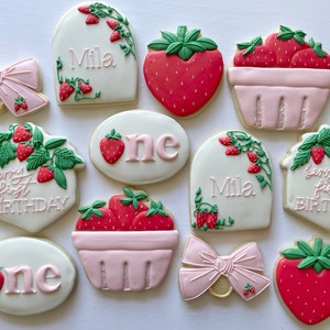 Berry First Birthday Cookies: Custom Sugar Cookies
