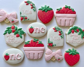 Berry First Birthday Cookies: Custom Sugar Cookies