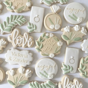 Custom Sugar Cookies: Neutrals Greenery Bridal Cookies image 10