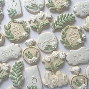 Custom Sugar Cookies: Neutrals Greenery Bridal Cookies image 6