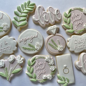 Custom Sugar Cookies: Neutrals Greenery Bridal Cookies image 8