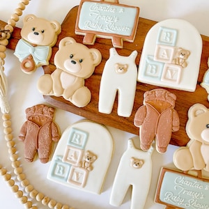 Teddy Bear Blocks Baby Cookies: Custom Sugar Cookies