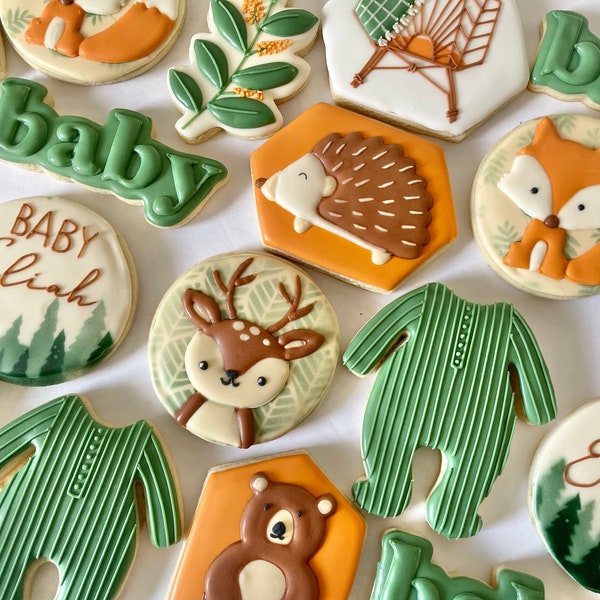 Woodland Baby Shower Cookies Etsy
