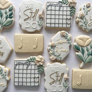 Neutral Anniversary Bridal Cookies: Custom Sugar Cookies