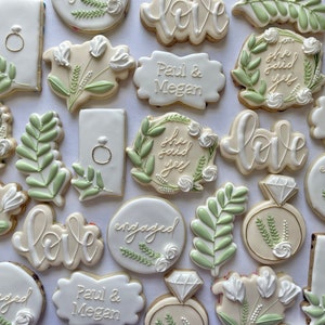 Custom Sugar Cookies: Neutrals Greenery Bridal Cookies image 9