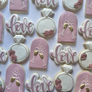 Custom Sugar Cookies: Cheers to Marriage Bridal Cookies