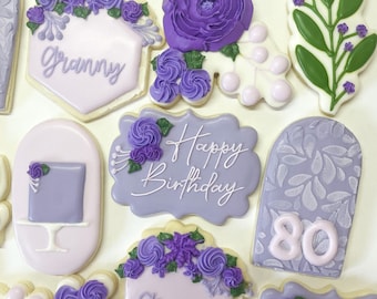 Cake + Floral Birthday Cookies: Custom Sugar Cookies