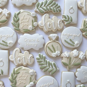 Custom Sugar Cookies: Neutrals Greenery Bridal Cookies image 7