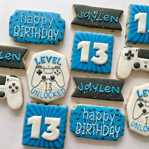 Level Up Video Games Birthday Cookies: Custom Sugar Cookies