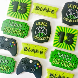 Level Up Video Games Birthday Cookies: Custom Sugar Cookies