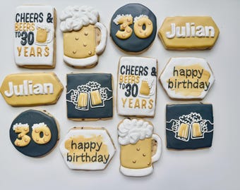 Cheers & Beers Customized Birthday Cookies