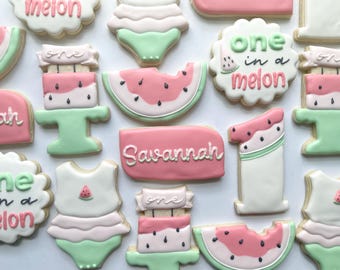 One in a Melon Birthday Cookies: Custom Sugar Cookies