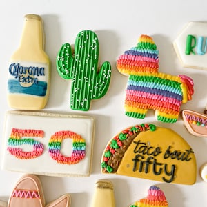 Custom Sugar Cookies: Taco 'Bout Fifty Birthday Cookies