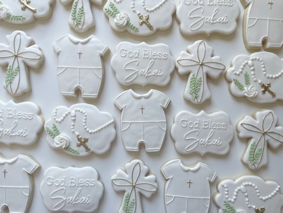 White God Bless Baby Cookies: Custom Sugar Cookies