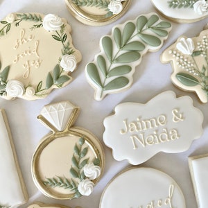 Custom Sugar Cookies: Neutrals Greenery Bridal Cookies image 2