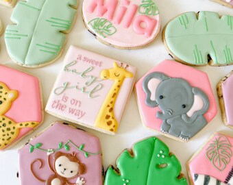 Custom Sugar Cookies: Safari Baby On The Way Baby Cookies